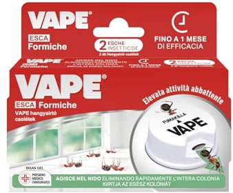 Vape, Esca Formiche, 2 Trappole Formiche, Insetticida Antiformiche in Gel con Principio Attivo Ideale per eliminare Formiche e Colonie,