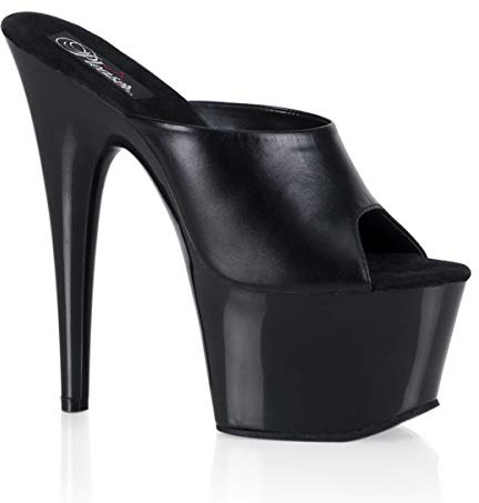 Pleaser ADORE-701 Sabot dam, Svart läder, 35 EU