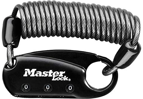 Master Lock 1551EURDBLK Combination Backpack Lock with Coiling Cable, Black, 4,1 x 6 x 1 cm
