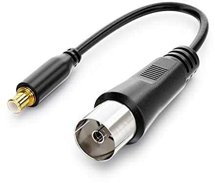 deleyCON Antenne Koaxial zu DVB-T Adapter (MCX) - Antennen-Buchse zu DVB-T Stecker - Kompatibel mit DVB-T Geräte - Schwarz