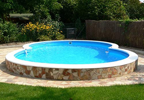 Summer Fun Stahlwandpool Set (10-Teil) tief achtform Costa-Rica 725x460x150cm, Stahl 0,8mm weiß Folie 0,6mm bl.