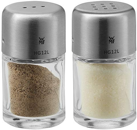 WMF Bel Gusto Salz und Pfeffer Streuer Set 2-teilig, Streuer klein, Salzstreuer Mini, Cromargan Edelstahl mattiert