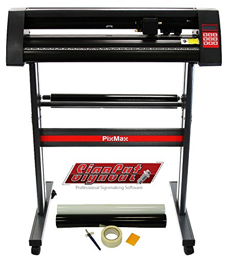 PixMax Vinyl Cutter Plotter Machine 28, SignCut Pro Design Software & Weeding Pack, Black
