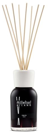 Millefiori 7DDNR Nero Raumduft Diffuser 250 ml Natural inklusive Stäbchen, Glas, Schwarz, 7.9 x 31.1 x 7.3 cm