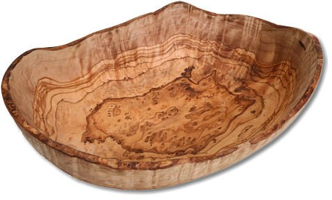 Fruktskål oval naturlig form av olivträ 30 x 20 cm
