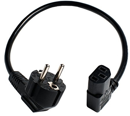 Netzkabel Schutzkontaktstecker auf Kaltegrätebuchse (40cm, gewinkelt, schwarz)