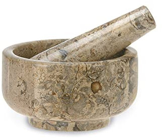 Classic Fossilstone Pestle & Mortar - Handmade from the Foothills of the Himalayas!