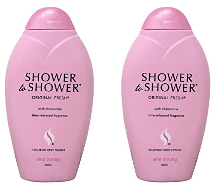 Shower to Shower Absorbent Body Powder, Original Fresh with Chamomile, 13-Ounce Bottles (Pack of 2)