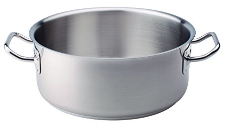 Pentole Agnelli Casserole Basse en Aluminium avec 2 poignées en Acier Inoxydable 18/10, argenté 28 cm Argent