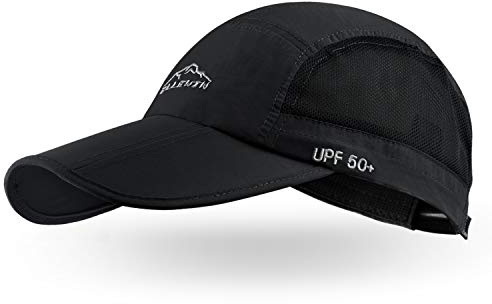 ELLEWIN Men's Baseball Cap UPF50 Hat W/Foldable Long Large Bill,One Size,Black MZ0010GRY1