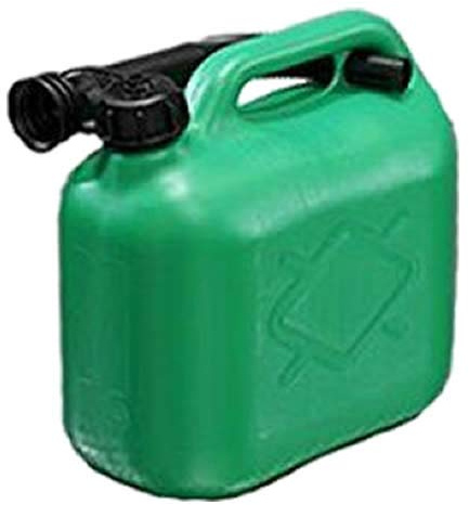 Opticare® 5 Litre Green Plastic Petrol Jerry Can Container For Storage Fuel Diesel Oil Container Can Canister With Flexible Pouring Spout Strong Robust 5L