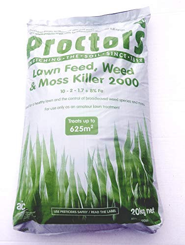 Proctors 20kg Lawn Feed Weed and Mosskiller with Iron and Magnesium
