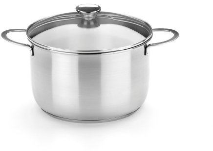 BRA Ancora | Olla 24 cm, Acero inox 18/10 | Con tapa de cristal, Apta para Todo Tipo de Cocinas, incluida inducción