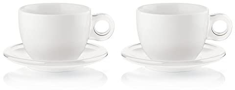 Fratelli Guzzini Gocce Tazze Colazione con Piattino, SMMA|Porcelain, Trasparente, 23x34.5x12.5 cm