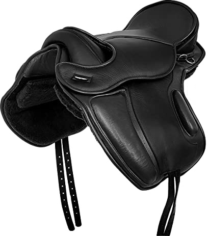 A&M Reitsport Baumloser Dressur Sattel LEEDS aus Rindsleder Schwarz, Größe:16 Zoll