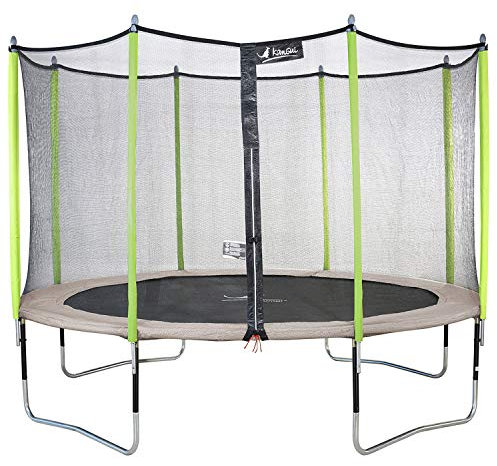 kangui – Gartentrampolin Ø 305 – 360 – 430 cm + Sicherheitsnetz Jumpi Zen 4,30 m Taupe / Anisgrün