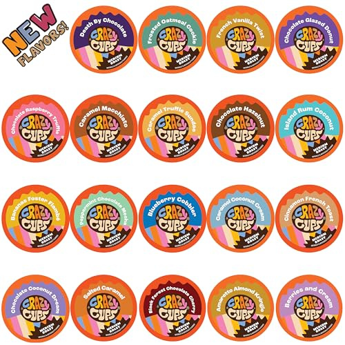 Crazy Cups Flavored Coffee in Single Serve Coffee Pods - Flavor Coffee Variety Pack for Keurig K Cups Machine, 20 Count