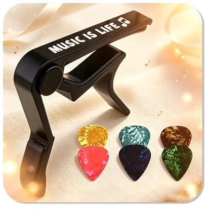 Gitarre Plektrum Plektron Picks Gitarre Capo Acoustic Gitarre Zubehör mit Gratis Gitarre Picks Guitar Capo Quick Change Black