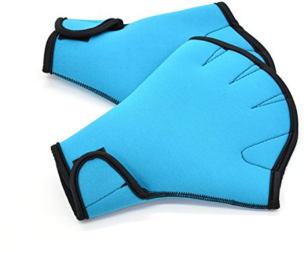 orchidtent Training schwimmen Handschuhe Wasser Widerstand Flossen Hand Fingerlose gewebter Flossen Paddel Swim Force Handschuhe, blau