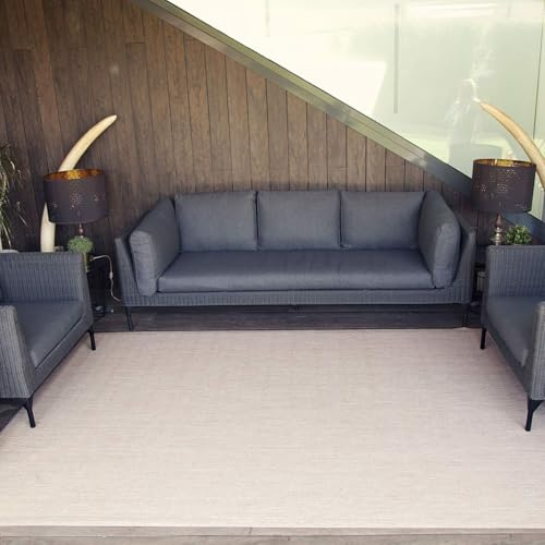 Alfombra vinilica de Tejido Trenzado de Alta Gama Lavable Antideslizante Alfombra Resistentes para Salon Cocina baño Pasillo - 120x180 cm., Beige