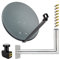 PremiumX Satelliten-Komplettanlage 80cm Satellitenantenne Anthrazit Satellitenschüssel Quad LNB Wandhalter 45cm, 1 SAT 4 Teilnehmer