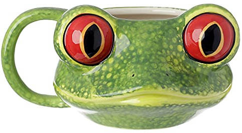 Pukinator große Augen Frosch Keramiktasse, gemischt, Höhe 8 cm, Breite 15,5 cm, Tiefe 12,5 cm
