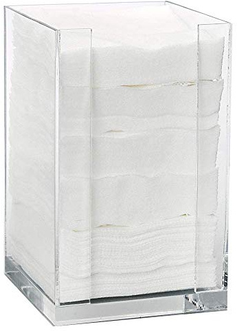 ForPro Square Pad Dispenser - Clear, Acrylic, Open Sides and Top Dispenser - Fits 4” x 4” Cotton Pads - 7” H x 4.25” W x 4.25” L