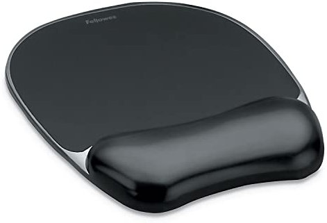 Fellowes Mauspad mit Handgelenkauflage Crystals - Mauspad mit Gelkissen - ergonomisches Mauspad - Gaming Mousepad - Handballenauflage - Farbe: schwarz