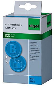 SIGEL WM005 Contromarche Birra di plastica, motivo a rilievo sul davanti e lettera B sul retro, 25 mm, azzurro, 100 pz