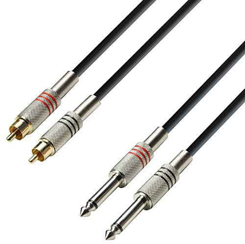 Adam Hall Cables 3 STAR TPC 0600 - Cavo audio 2 x RCA maschio a 2 x jack mono da 6,3 mm 6 m