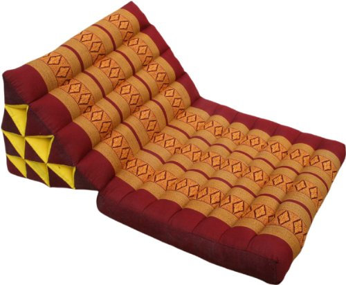 GURU SHOP Thaikissen, Dreieckskissen, Kapok, Tagesbett, dunkelrot/Gold