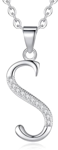 VIKI LYNN Sterling Silber 925 Kette Halskette mit Silber und Zircon Buchstabe Alphabet Anhaenger