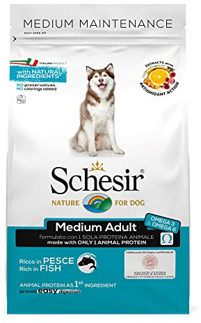 Schesir, Torr hundmat medelstor vuxen hundlinje smaklös fisk kroketter - 3 kg säck