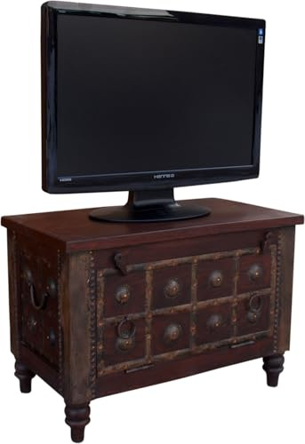GURU SHOP Kleine Plasma TV Box im Kolonialstil Fernsehtisch - Braun, 50x70x40 cm