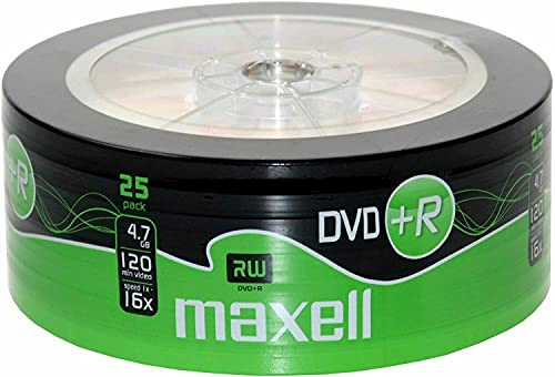 Maxell 275735 DVD en Blanco 4,7 GB DVD+R 25 Pieza(s) - DVD+RW vírgenes (4,7 GB, DVD+R, 120 mm, 25 Pieza(s), 120 min, 0,74 µm)