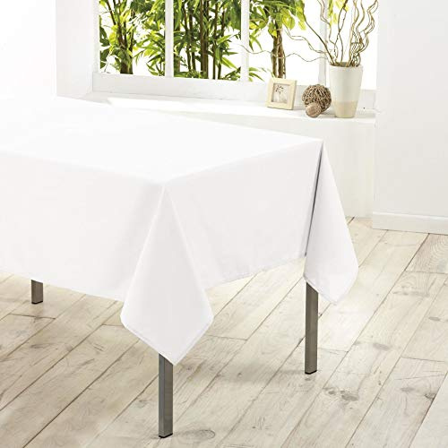 Douceur d'intérieur - 1720206, Tischdecke Rechteckige, 140 X 250 cm, Essentiel, Polyester Unifarben, Weiss, Weiß