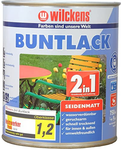 Wilckens 2in1 Acryl Buntlack für Innen und Außen, seidenmatt, 750 ml, RAL 1015 Hellelfenbein
