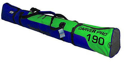 BRUBAKER Carver Pro 2.0 gepolsterte Skitasche mit Zipperverschluss Grün/Blau 190 cm