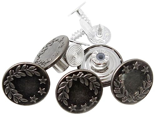 BIG-SAM Metallknöpfe/Jeansknöpfe - Ø 17mm - Altsilber - 5/10 / 25 oder 50 Stück - Nähfrei mit Anleitung! (5)