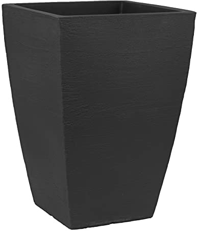 Tusco Products MSQT19BK Modern Square Garden Planter, 19-Inches Tall, Black