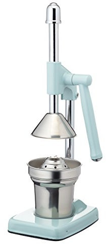 Living Nostalgia KitchenCraft – Zitruspresse mit manuellem Hebel, Aluminium- und Edelstahl-Kollektion – Vintage-Blau