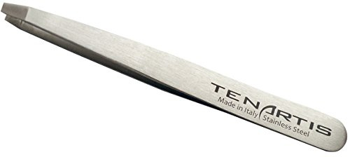 Pinzetta per Sopracciglia Professionale, Retta Inox con Custodia in PVC - Tenartis 221 Made in Italy