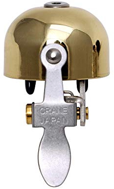 Crane Bike Bell E-Ne Bicycle Bell, Made in Japan for Road Bikes or Mountain Bikes, Fits All Handle Bar Sizes & Types (Polished Brass)