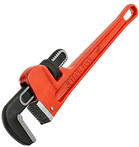 Jetech 10 Zoll (250 mm) Gerade Rohrzange, verstellbare Hochleistungszange mit schwimmender Hakenbacke und I-Träger-Griff