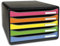 Exacompta 308798D Ablagebox Iderama Querformat mit 5 Schubladen für DIN A+ Dokumente. Belastbare Schubladenbox mit hoher Kapazität für mehr Platz Big Box Plus Horizon Blauer Engel schwarz|bunt