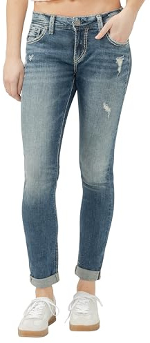 Silver Jeans Co. Girlfriend Mid Rise Skinny Jeans