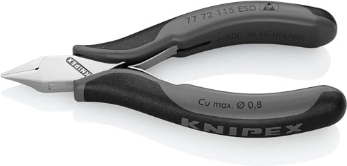 KNIPEX Elektronik-Seitenschneider ESD, 77 72 115 ESD | Mit durchgestecktem Gelenk mit Mehrkomponenten-Hüllen 115 mm