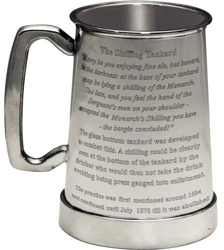 I LUV LTD Ein Pint Königsschilling Krug Glasboden Handgemacht Englischer Zinnkrug mit C-förmigem Griff - Bierkrug mit Eingraviertem Benutzerdefiniertem Text