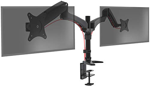 Duronic Monitor Arm Stand DM552 | Dual PC Desk Mount | BLACK | Aluminium | Height Adjustable | For Two 15-27 LED LCD Screen | VESA 75/100 | 7.8kg Capacity | Tilt -90°/+85°,Swivel 180°,Rotate 360°