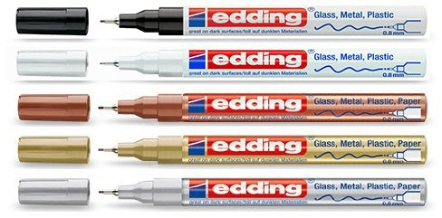 Glanslack-markör kreativ 780, 0,8 mm, met.sort, pack/5 st